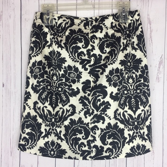 LOFT Skirt Black Ivory Pattern 4P - Picture 1 of 5